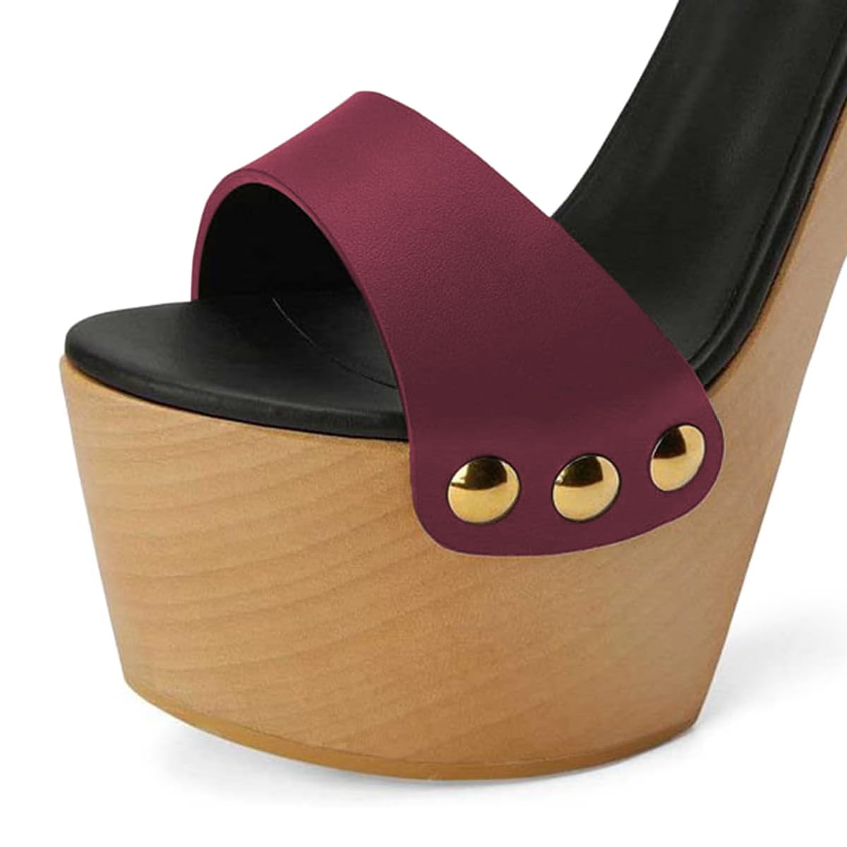 YDN Women's Platform Heeled Sandals Open Round Toe Chunky High Heels Backless Ankle Strap Sexy Casual Shoes for Spring Summer Party Size 7 Magenta & Orange