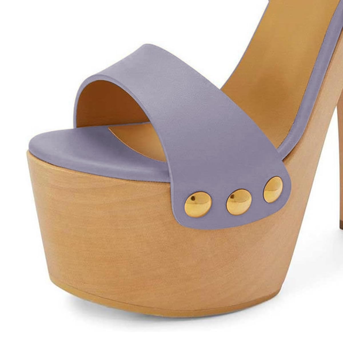 YDN Women's Platform Heeled Sandals Open Round Toe Chunky High Heels Backless Ankle Strap Sexy Casual Shoes for Spring Summer Party Size 7 Lavender