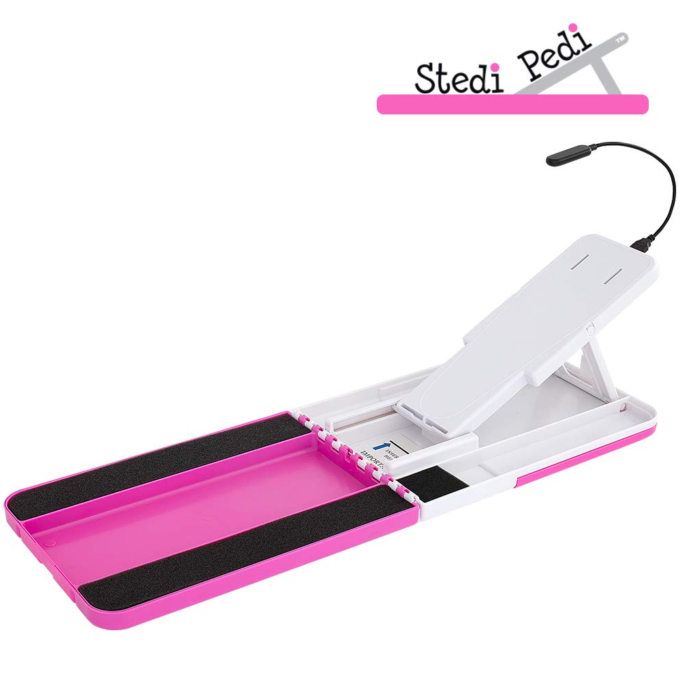 Stedi Pedi - Professional Home Pedicure Kit - Includes Task Light - Paint Nails with Ease Using Pedi Assistant Tool - DIY for Women of All Ages (Pink))