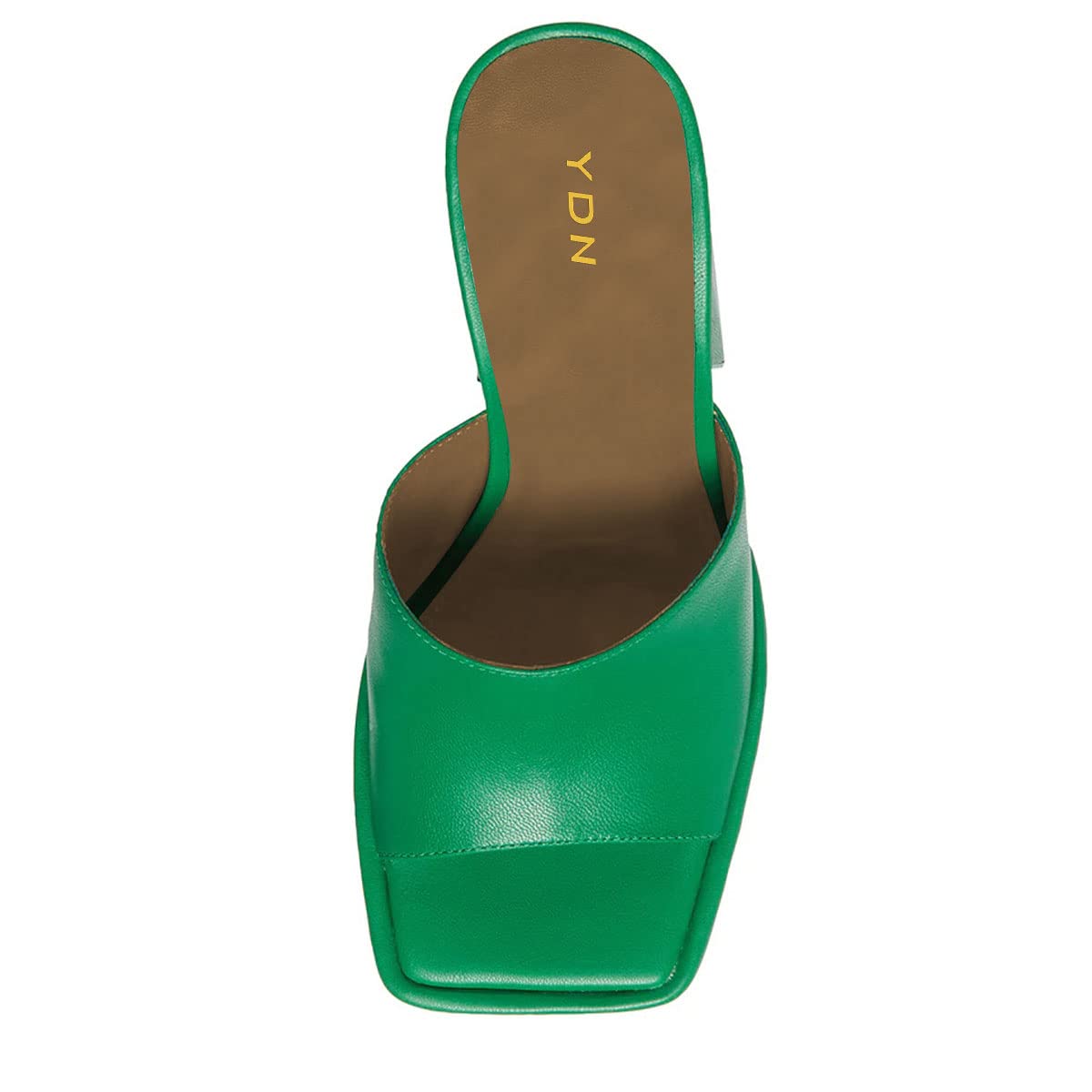 YDN Women Platform Mules Square Open Toe Slippers Slip on Clogs Chunky High Heeled Sandals Casual Beach Outfit Shoes Size 9.5 Green