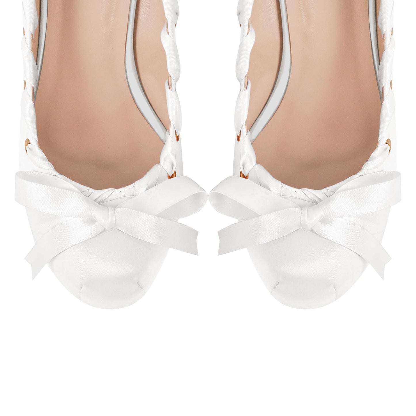 onlymakerheels Platform Heels Chunky Bow Ribbon Pumps White A Size9