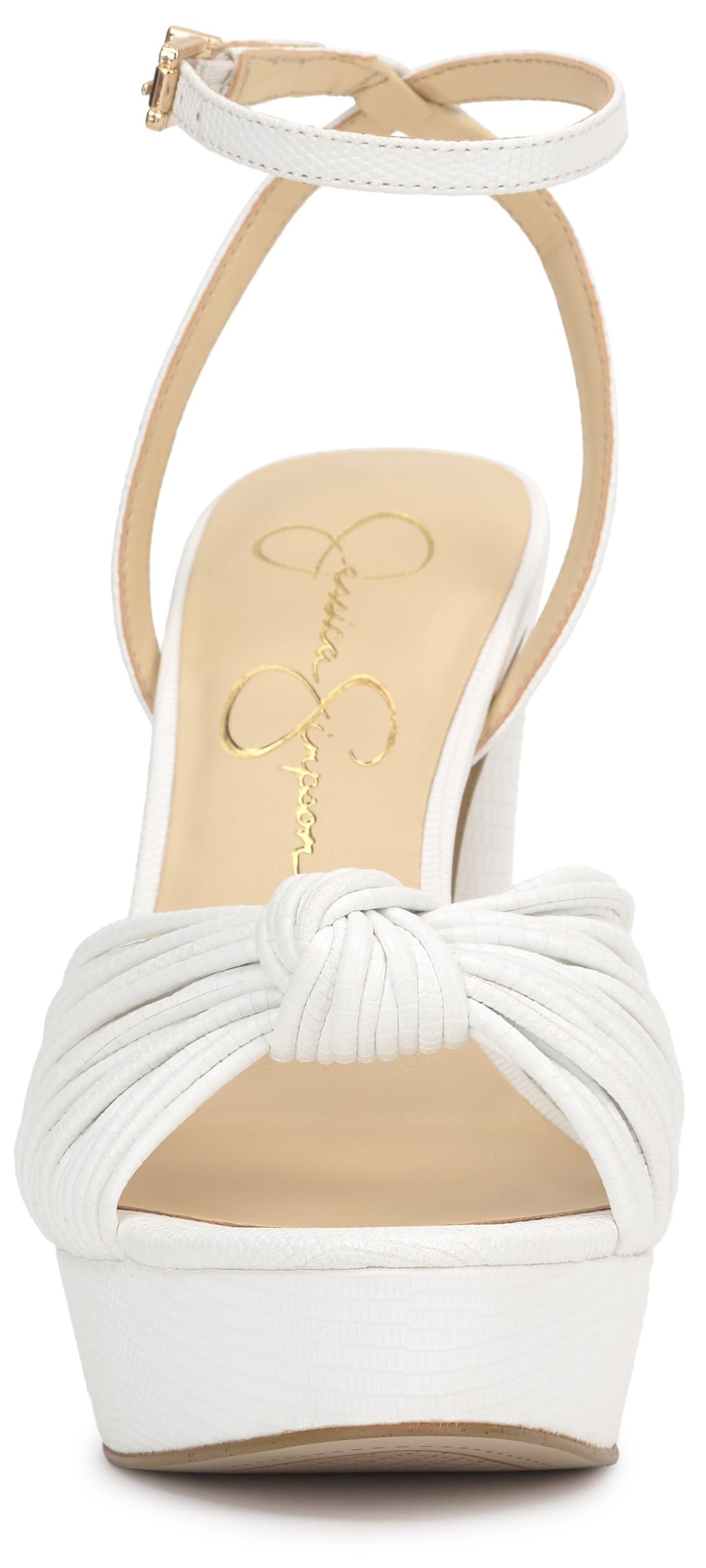 Jessica Simpson Women's Immie Platform Sandal, White Mini Lizard, 11