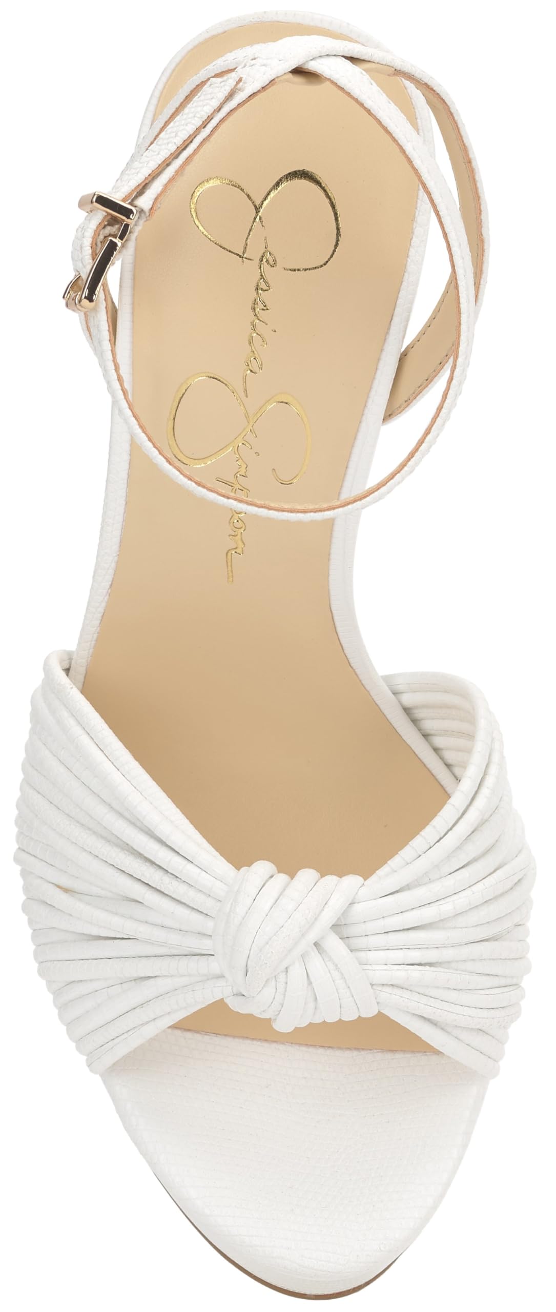 Jessica Simpson Women's Immie Platform Sandal, White Mini Lizard, 11