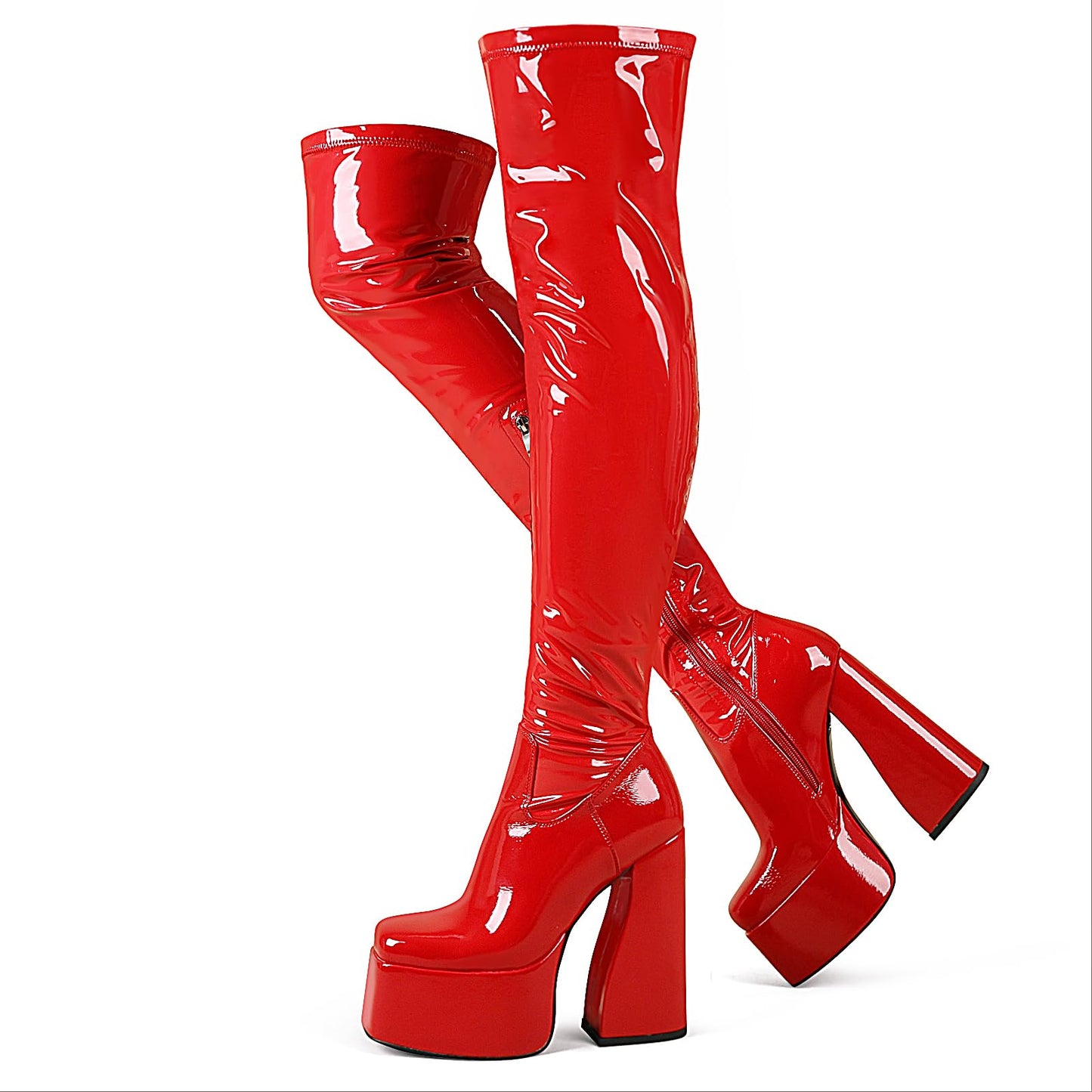 Red LanreyTaley Platform Thigh High Boots