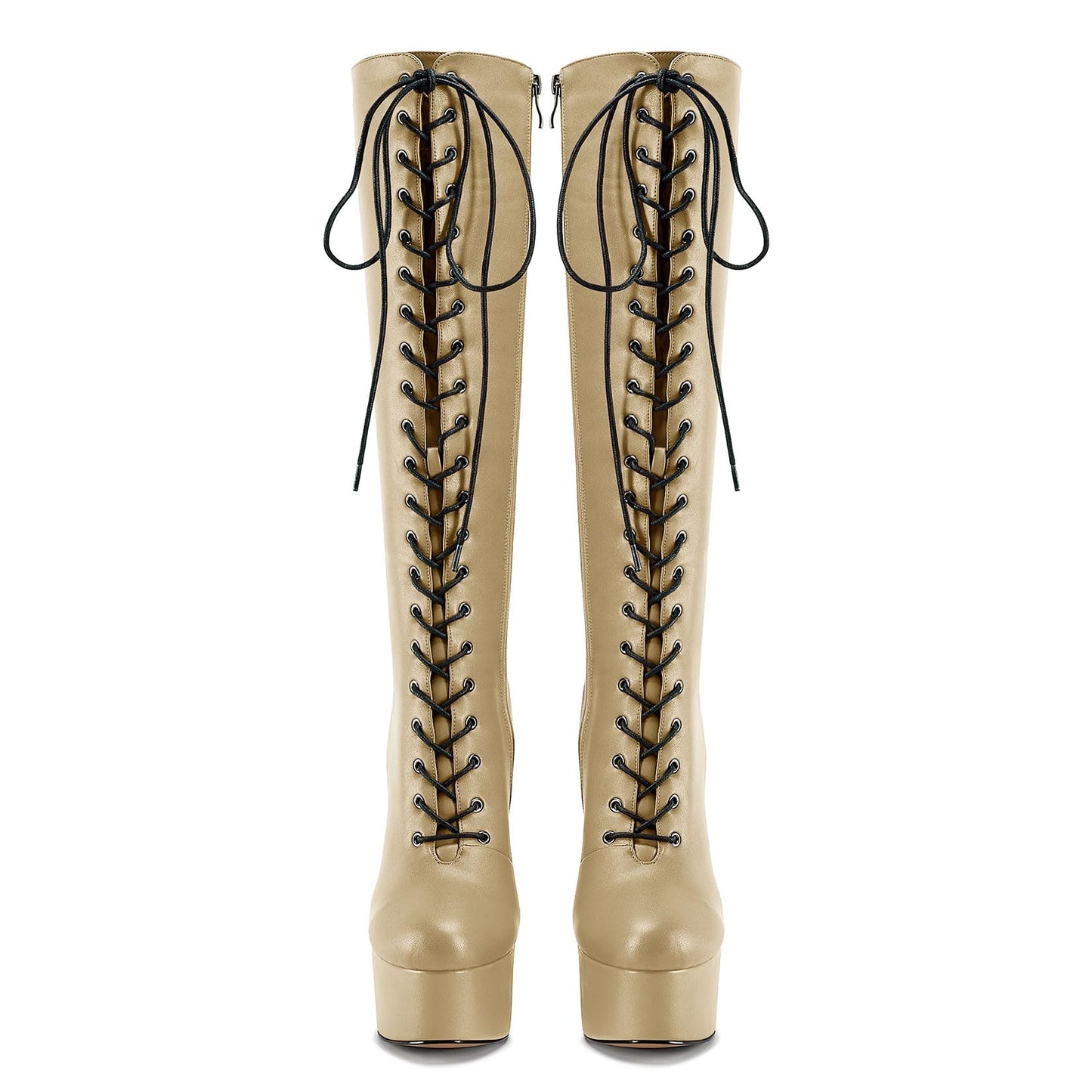 Beige Castamere Womens Chunky Block High Platform Calf boot