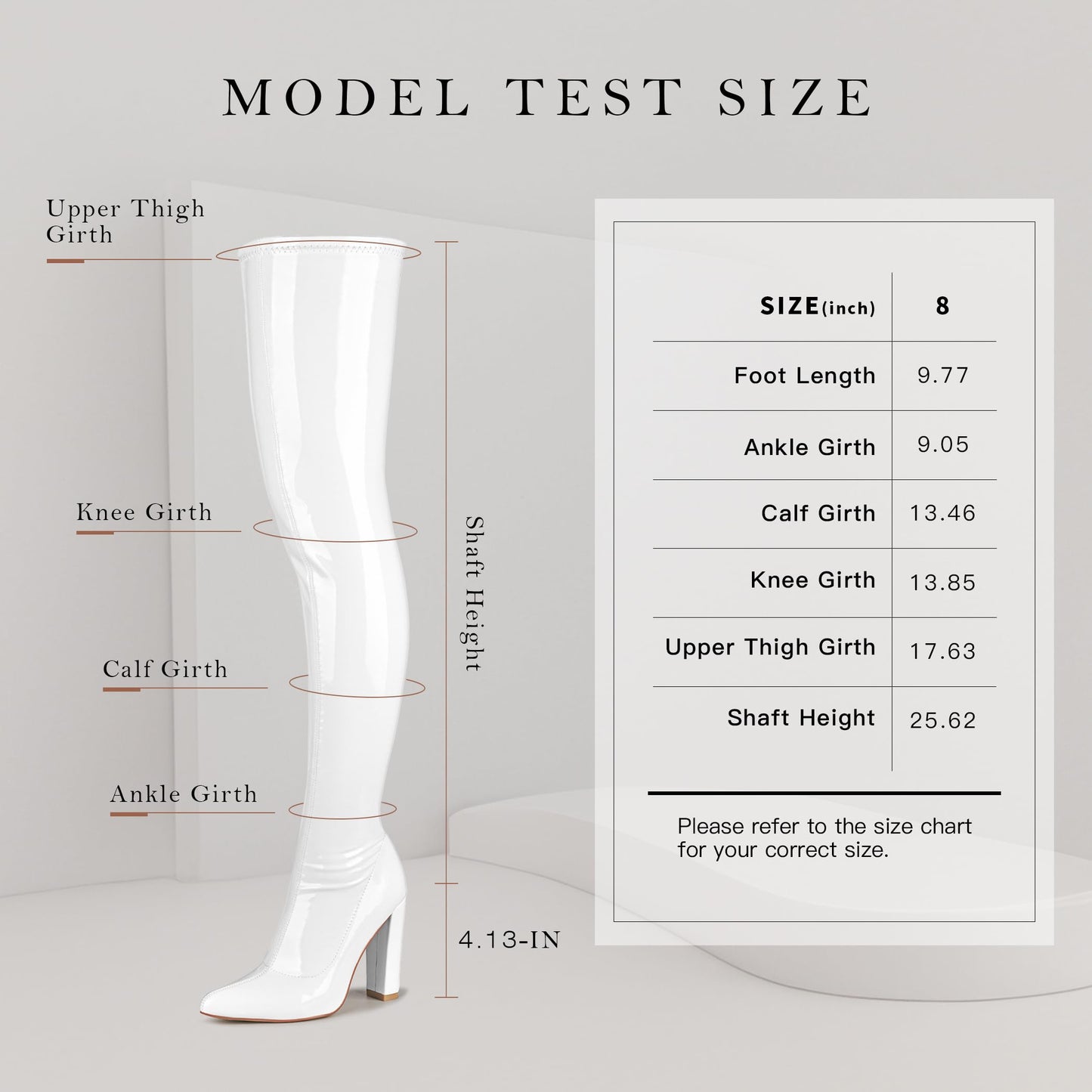 WSKEISP Women's Over The Knee White Boots Thigh High Leather GOGO Boots Knee High 70s Cosplay Casual Fall Winter