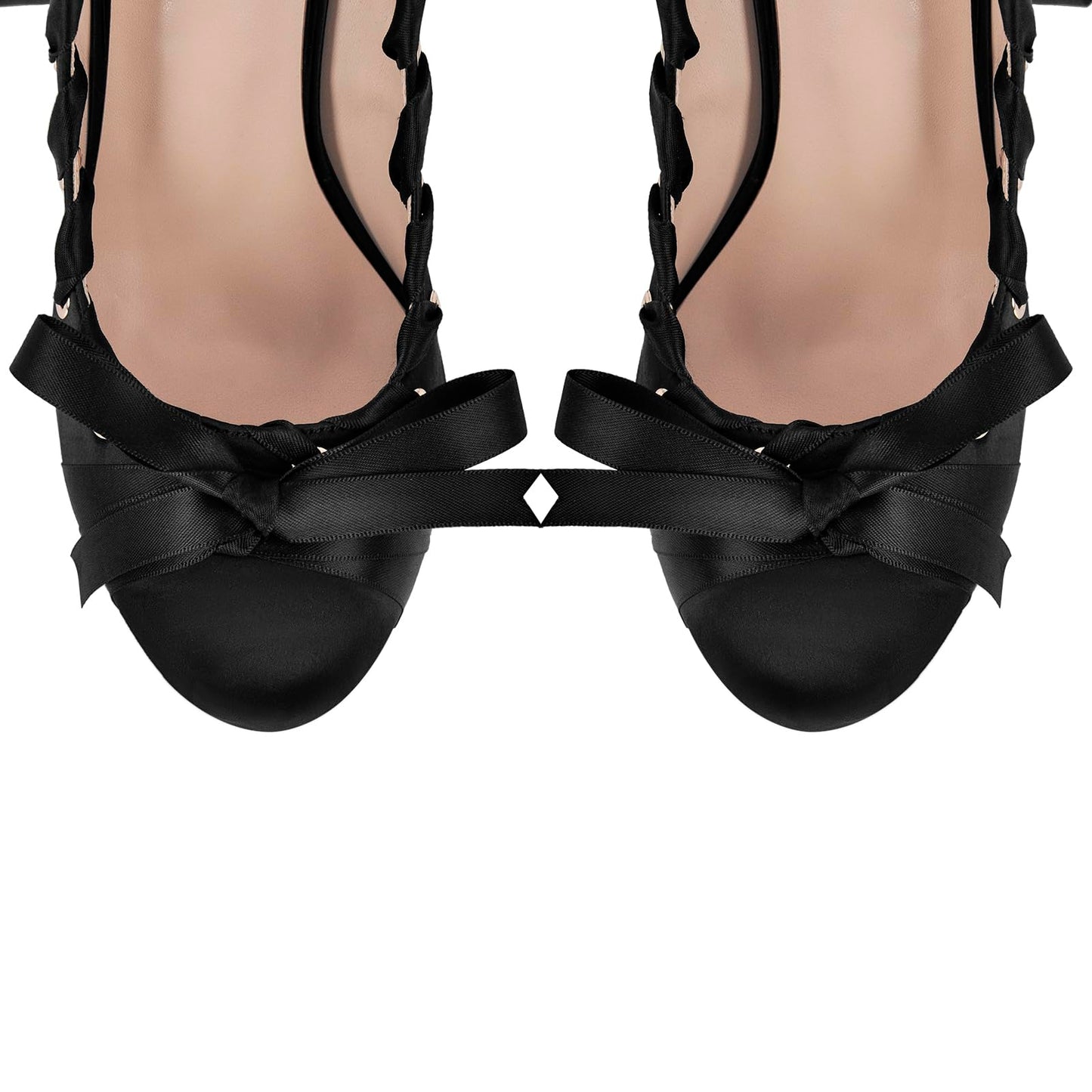 onlymakerheels Bow Lolita Platform Ankle Strap Lace-up Chunky Heel Ribbon Pumps Black A Size9