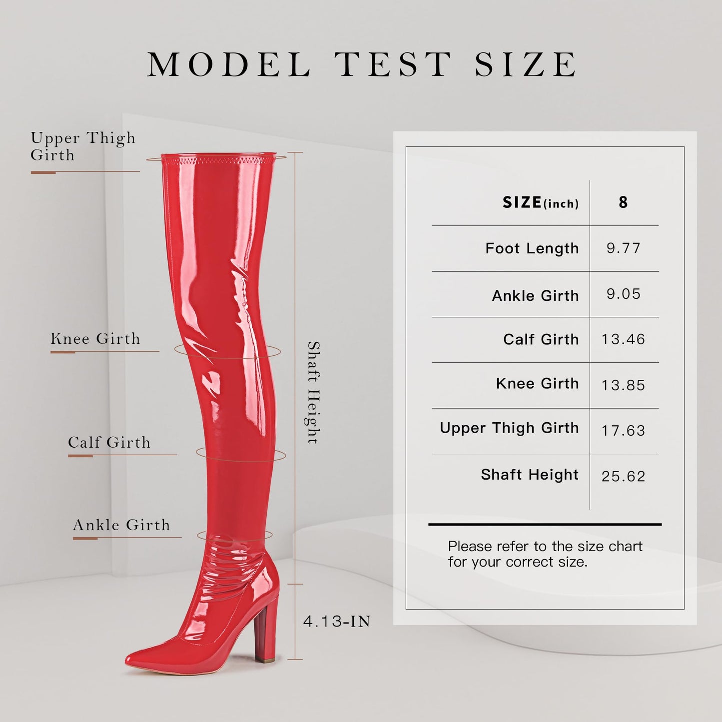 WSKEISP Red GoGo Boots for Women Thigh High Leather Over The Knee High Boots 70s Pointed Toe Sexy Dress Long Fall Winter