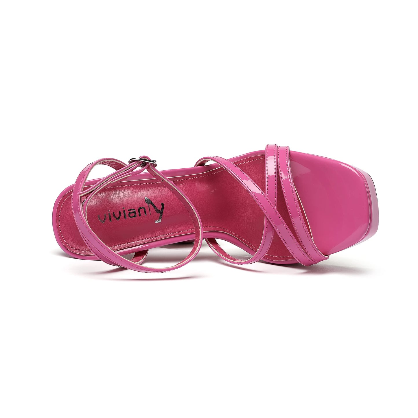 Pink vivianly Women's Square Toe Platform High Heel