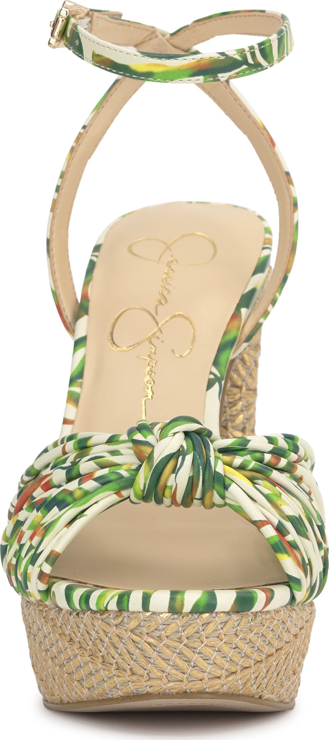 Jessica Simpson Women's Immie Platform Sandal, Green Multi Jungle Jacquard, 11