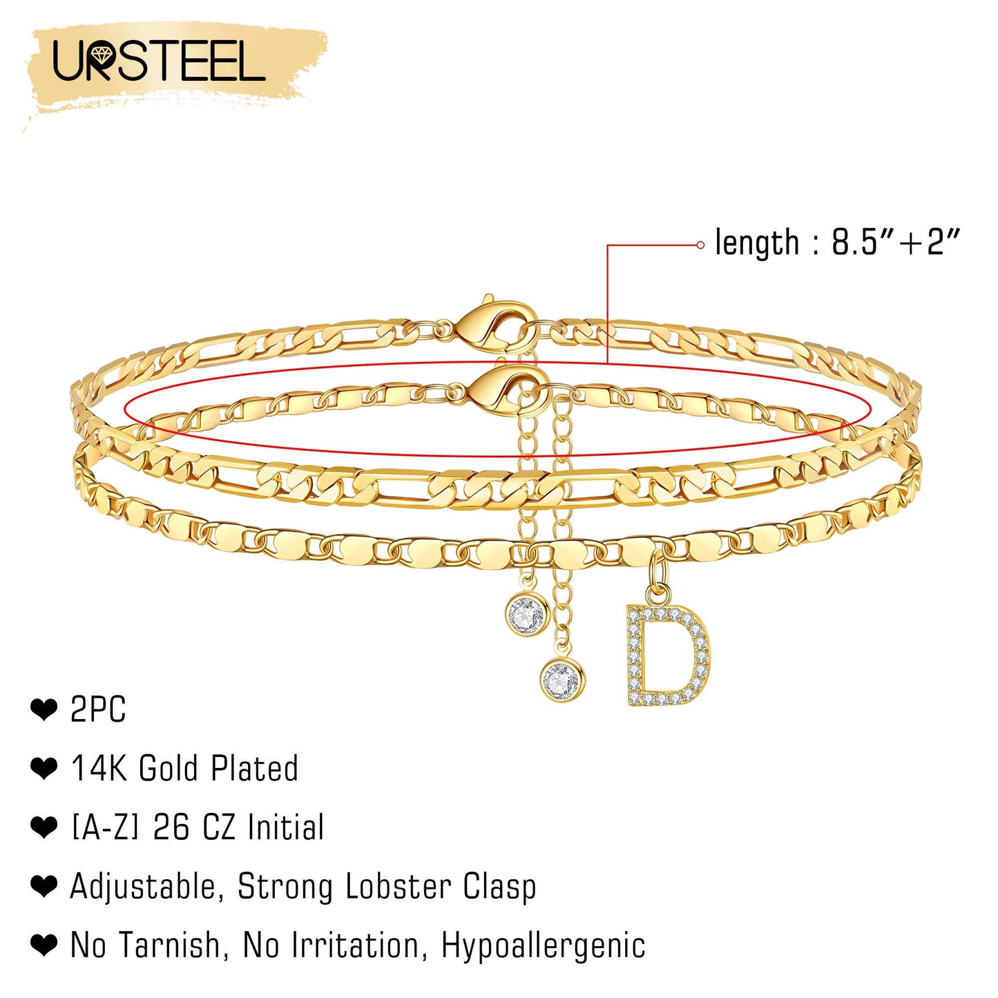 Gold Custom Initial Anklet