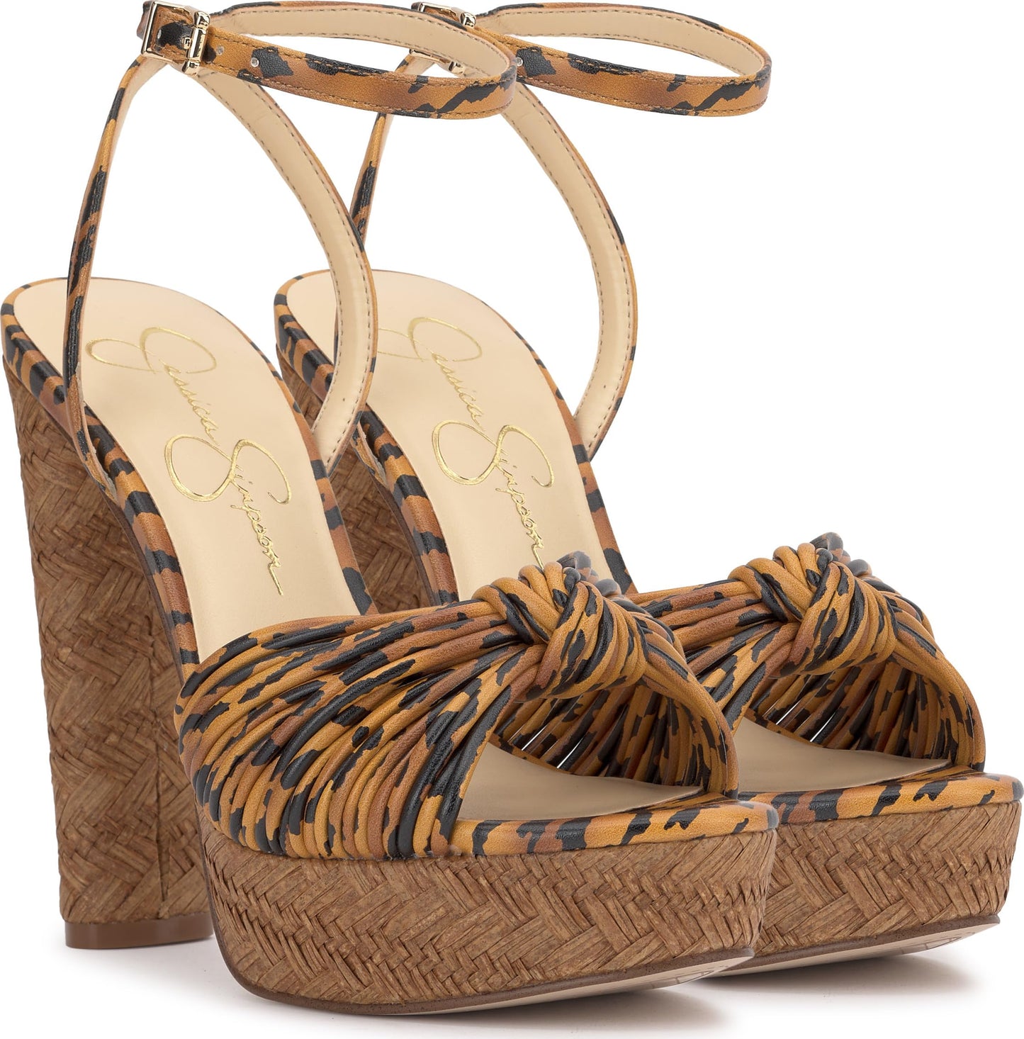 Jessica Simpson Women's Immie Platform Sandal, Natural Tiger Print, 11