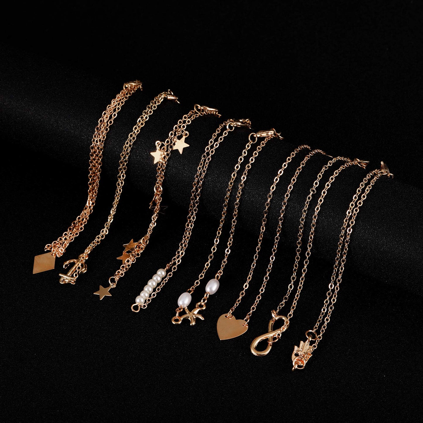 Softones 16Pcs Ankle Bracelets for Women Gold Silver Two Style Chain Beach Anklet Bracelet Jewelry Anklet Set,Adjustable Size