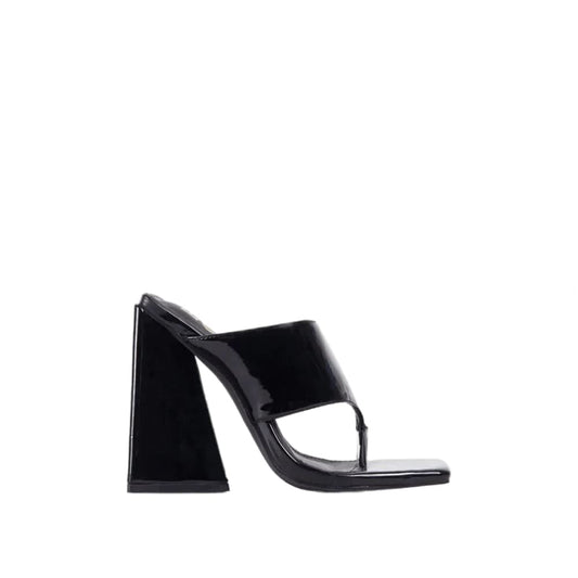 LEMONADE Womens Chunky High Heel Slip on Sandals Black Size 6.5