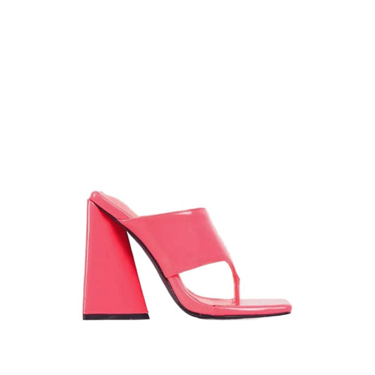 LEMONADE Womens Chunky High Heel Slip on Sandals Pink Size 6.5