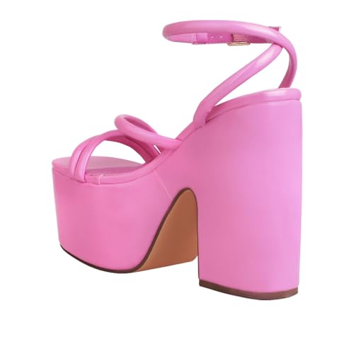 Privileged Lemon Drop Jicole Ankle-Strap Platform Heels for Women (Pink, US Footwear Size System, Adult, Women, Numeric, Medium, 10)