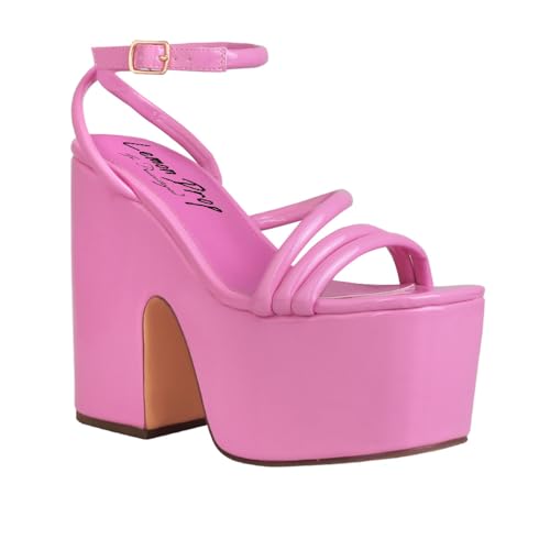 Privileged Lemon Drop Jicole Ankle-Strap Platform Heels for Women (Pink, US Footwear Size System, Adult, Women, Numeric, Medium, 10)