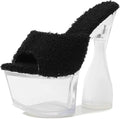 OXCOWNIU High Heeled Transparent Sandals Platform, PVC Sole, Faux Fur Lining Women's High-heeled Sandals