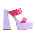 Frankie Hsu Women's Chunky Block Platform Sandals Cheerleader Cute Lovely Hot Pink Purple Orange Green Patent High Heeled Square Toe Fashion Classic Big Size Sandal