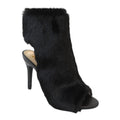 Liliana Women Peep Toe Faux Fur Stiletto Heel Ankle Booties Sebinah-1 Black 7
