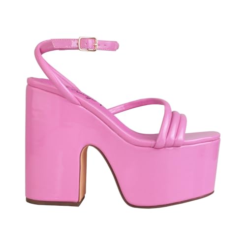 Privileged Lemon Drop Jicole Ankle-Strap Platform Heels for Women (Pink, US Footwear Size System, Adult, Women, Numeric, Medium, 10)