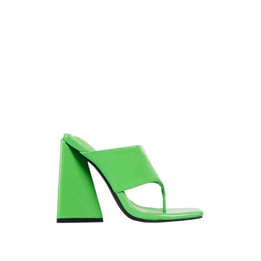 LEMONADE Womens Chunky High Heel Slip on Sandals Green Size 6.5