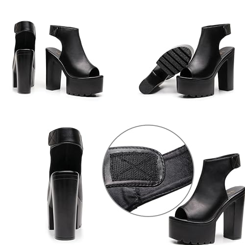 FIFILAPIN Women'S Peep Toe Super High Heel Platform Sandals With Hook And Loop Fashion Round Toe Chunky Platform Slingback Non-Slip Party Dress Shoes For Party, Evening Party, Date (white,8.5)