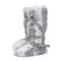TVNGDLI Women Knee High Furry Faux Fur Boots Fuzzy Fluffy Round Toe Anti Slip Ankle Strap Rivet Flat Shoes Outdoor Christmas Fashion Party Gifts Boots
