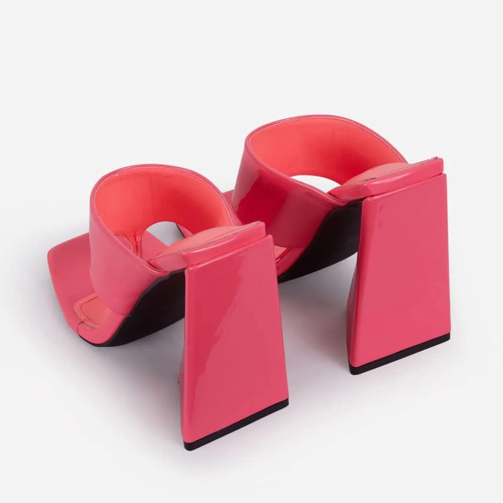 LEMONADE Womens Chunky High Heel Slip on Sandals Pink