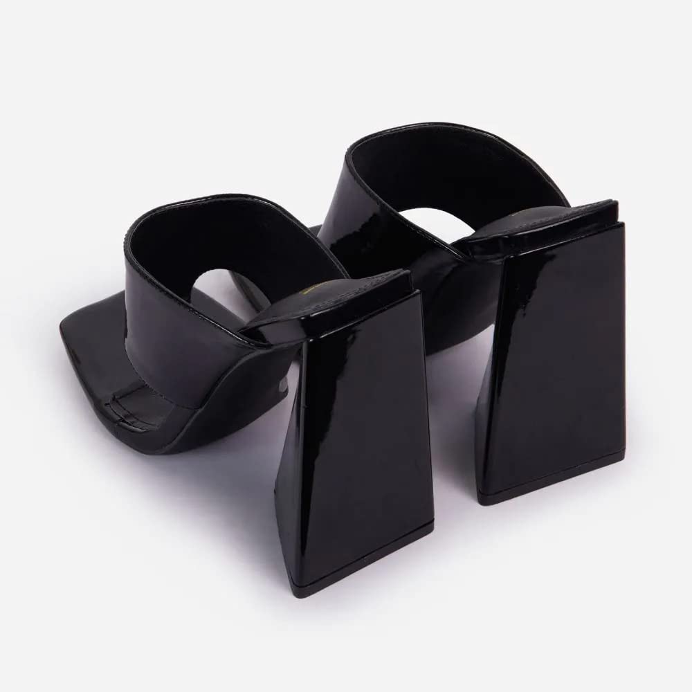 LEMONADE Womens Chunky High Heel Slip on Sandals Black