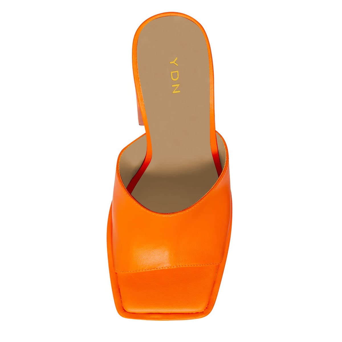 YDN Women Platform Mules Square Open Toe Slippers Slip on Clogs Chunky High Heeled Sandals Casual Beach Outfit Shoes Size 9.5 Orange