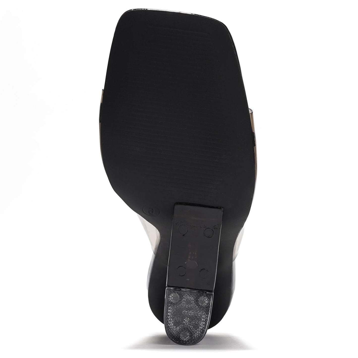 Cape Robbin Slip On Clear Wedge Heels for Women - Square Toe Comfortable Lightweight Dressy Shoes, Summer Casual Outfits (MALA) Black