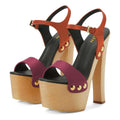 YDN Women's Platform Heeled Sandals Open Round Toe Chunky High Heels Backless Ankle Strap Sexy Casual Shoes for Spring Summer Party Magenta & Orange