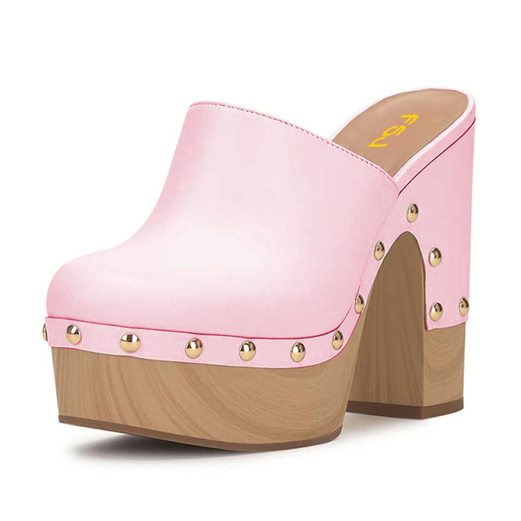 Pink FSJ Women Closed Round Toe Mules