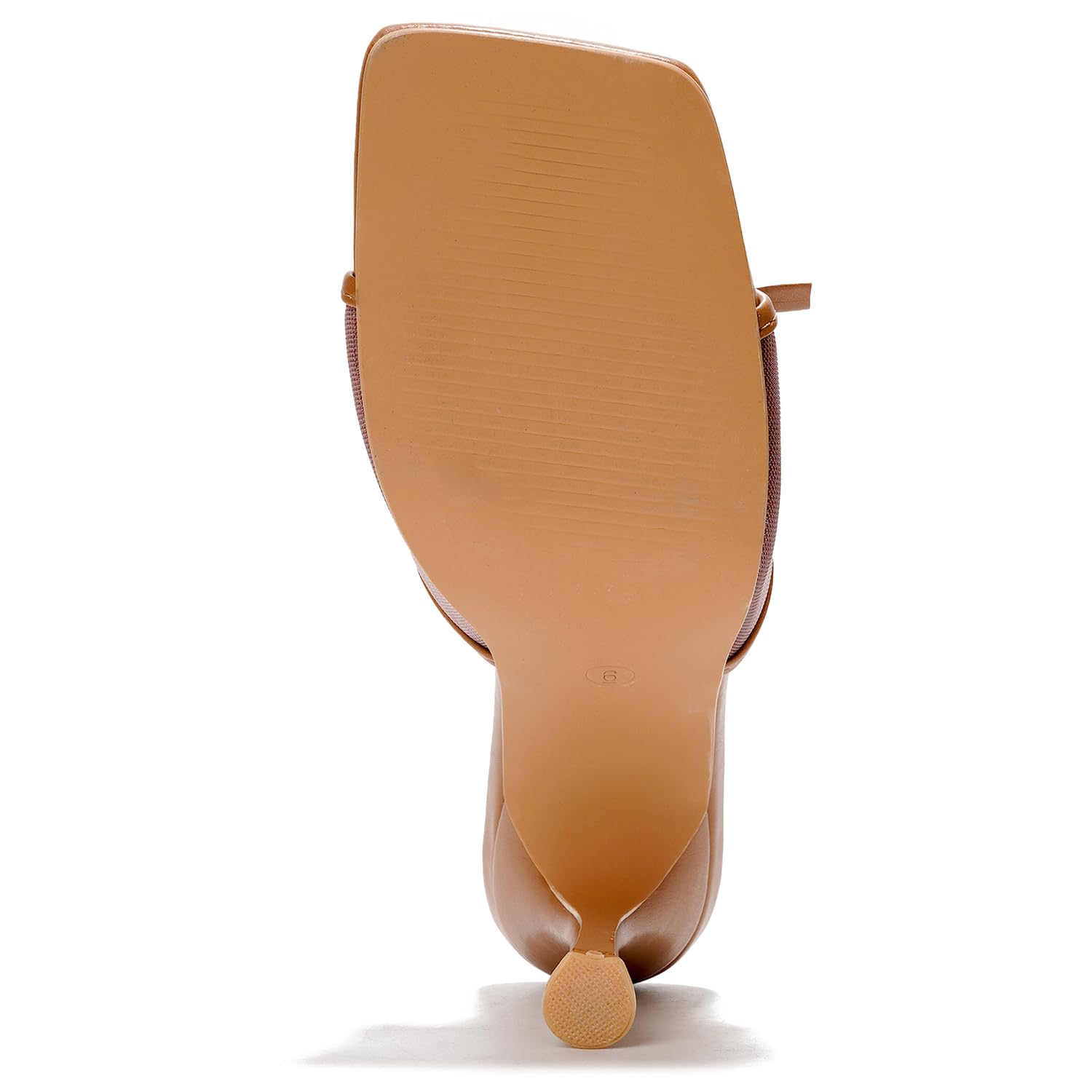 Cape Robbin Women's Slip On Square Toe Mid Heels with Bow Detail and Breathable Mesh Upper - Comfortable Low Heel Sandals for Women Dressy (Manon) Tan