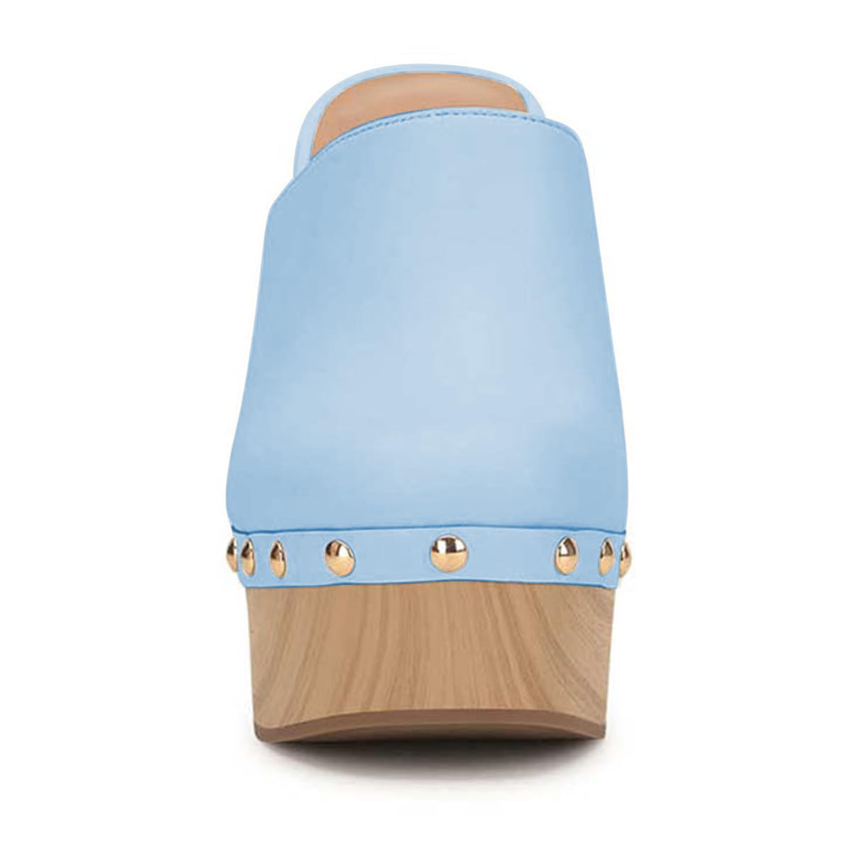 Baby Blue FSJ Women Closed Round Toe Mules