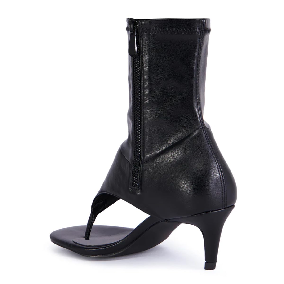 Maiyang Women Open Split Toe Sandal Boots Ankle High Zip up Kitten Low Heels Fashion Party Prom Shopping Shoes Size 8.5 Black