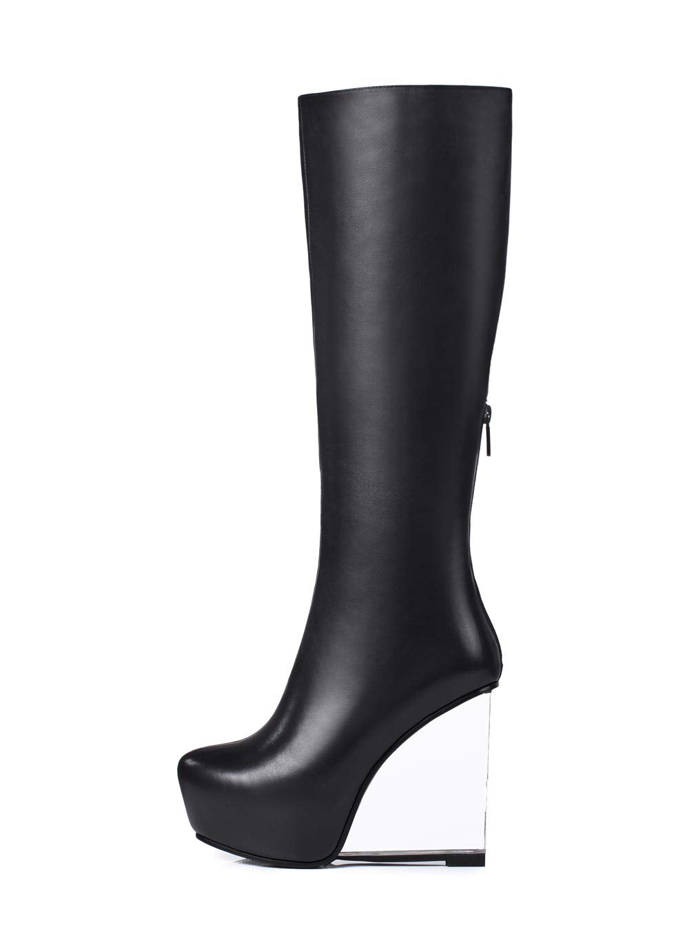 Black TinaCus Women's Handmade Genuine Leather Calf Boot