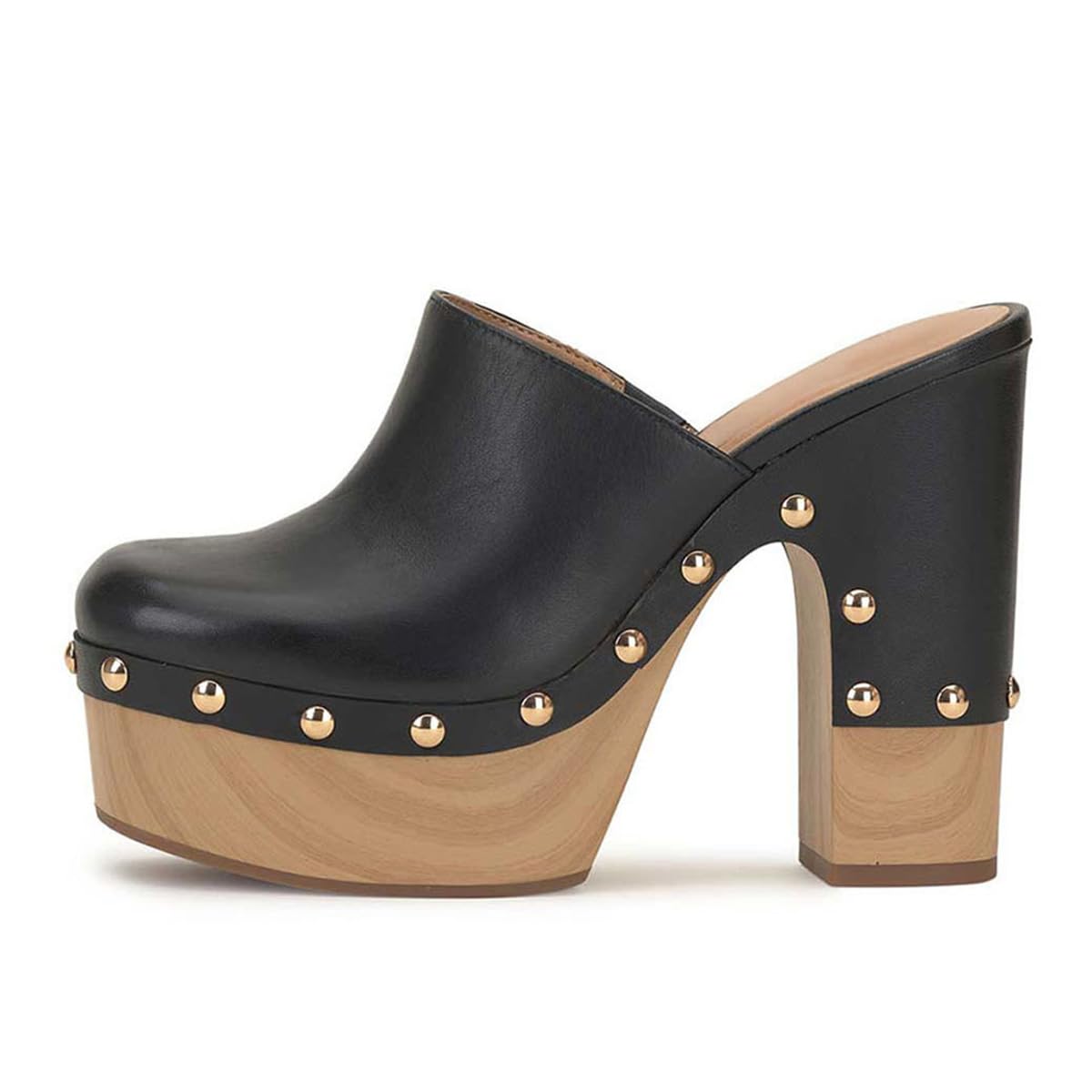 Black FSJ Women Closed Round Toe Mules