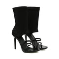 LOVEHEYNEW Women's Stretchy Cloth Gladiator Stiletto Sandals Sexy Open Toe High Heels Comfortable High Top Elastic Ankle Boot Summer Wedding Party Dating Dress Shoes