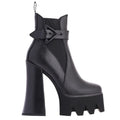 DETOGNI Women's Buckle Strap Thick Heel Platform Booties Ladies Elastic band High Heel Fashion Casual Ankle Boots