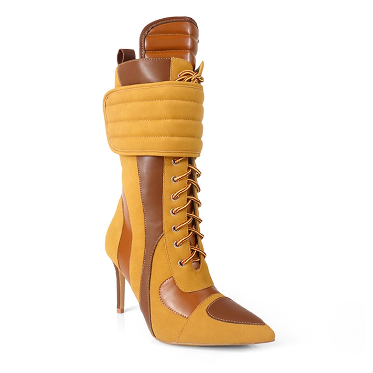 Women's Pointed Toe Heel Boots Stiletto Heels Mid-Calf Boots Zipper Boots Booties Tess-1 Camel 8