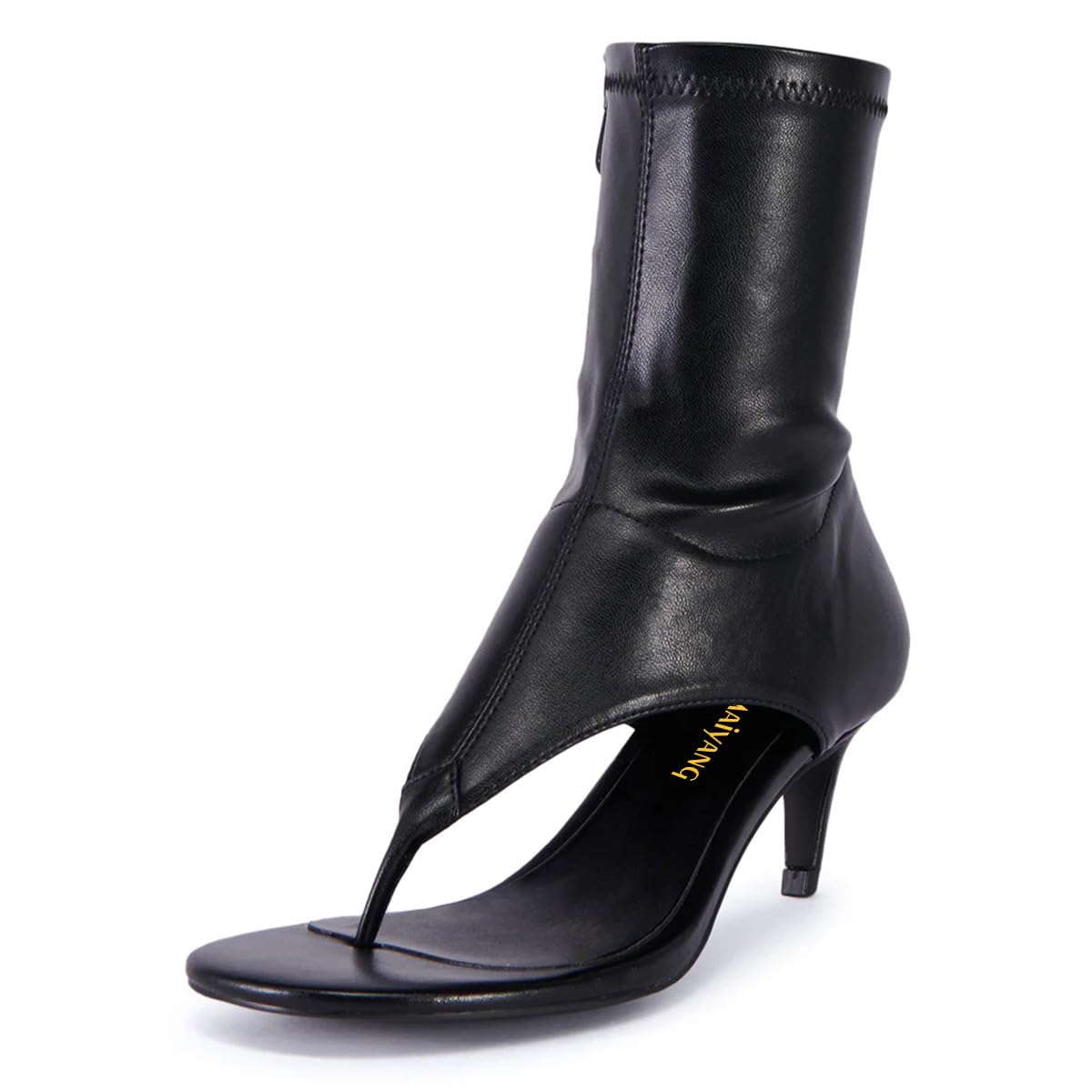 Maiyang Women Open Split Toe Sandal Boots Ankle High Zip up Kitten Low Heels Fashion Party Prom Shopping Shoes Size 8.5 Black