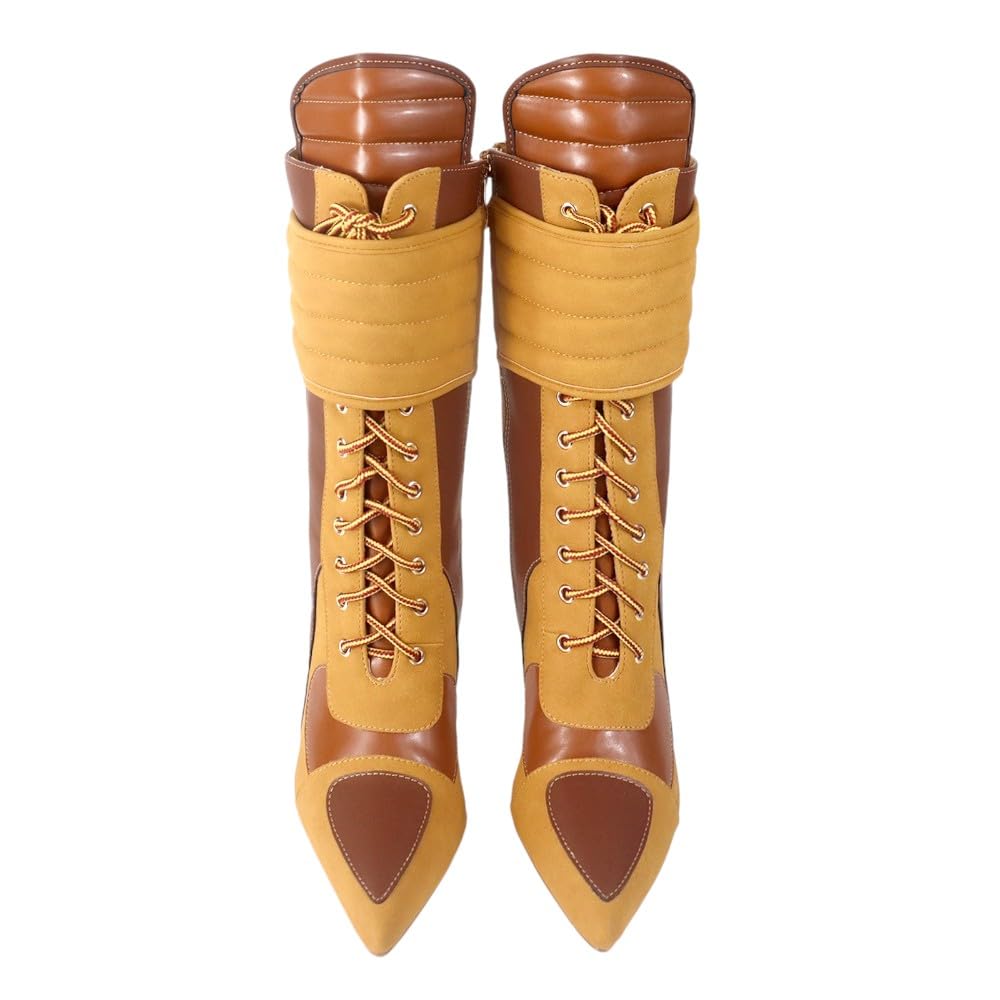 Women's Pointed Toe Heel Boots Stiletto Heels Mid-Calf Boots Zipper Boots Booties Tess-1 Camel 8