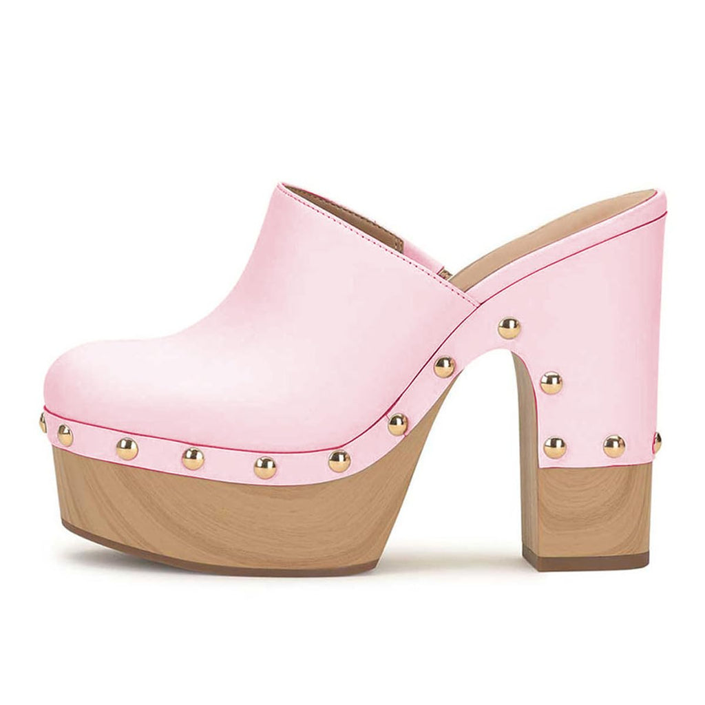 Pink FSJ Women Closed Round Toe Mules