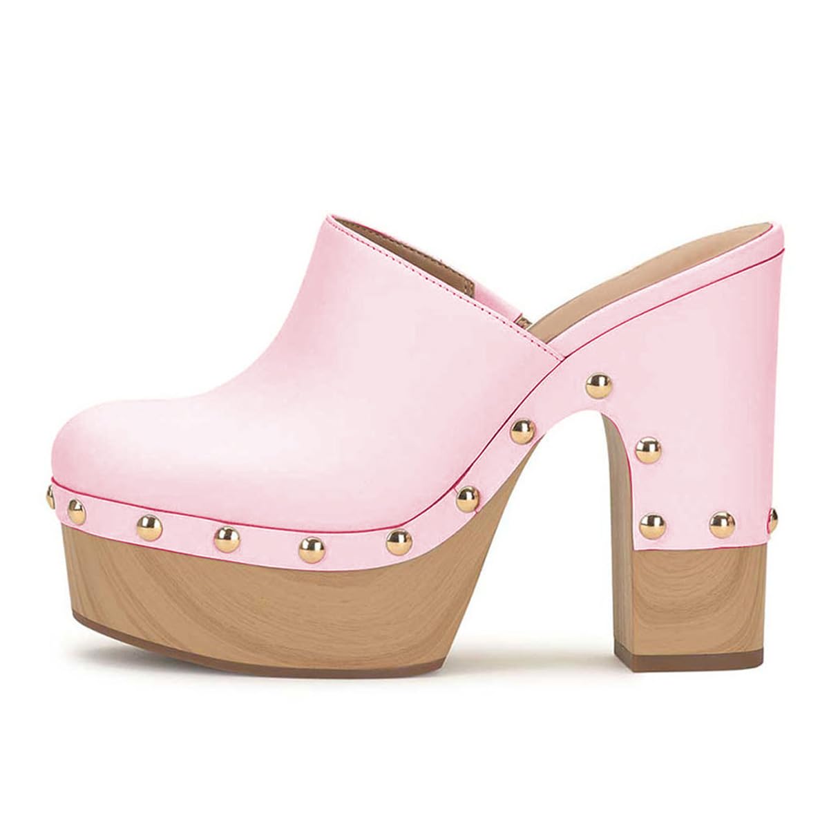 Pink FSJ Women Closed Round Toe Mules