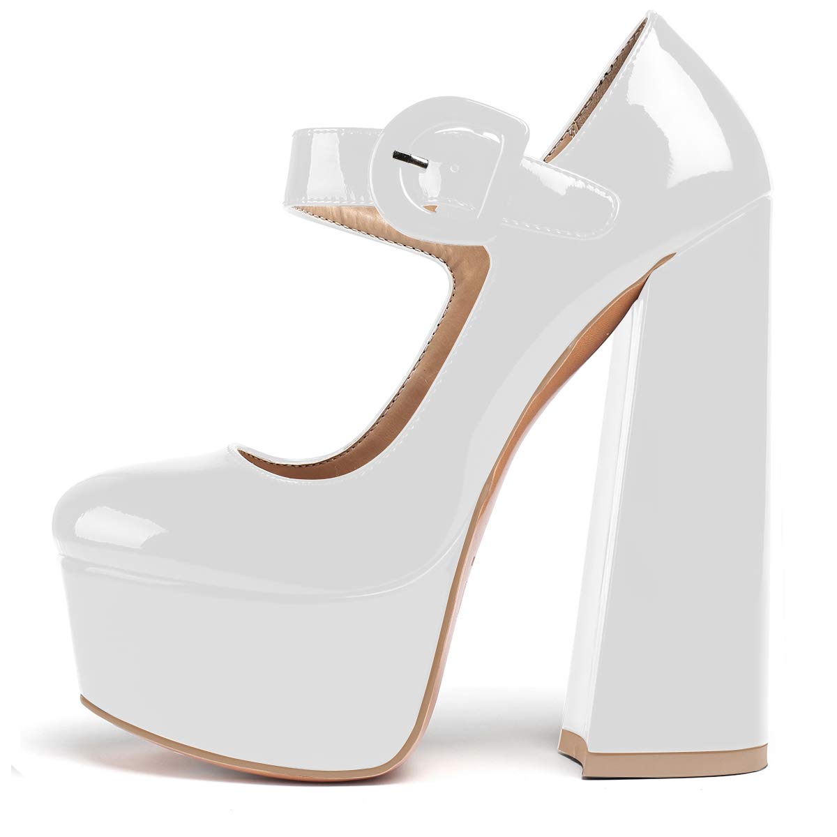 White Eldof Women's Platform Mary Jane Pumps