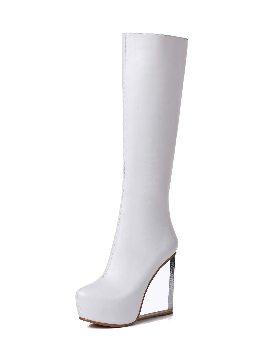 White TinaCus Women's Handmade Genuine Leather Calf Boot