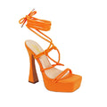 Liliana Women's Criss Cross Strap Lace Up Platform Chunky High Heel Sandals Mango 9