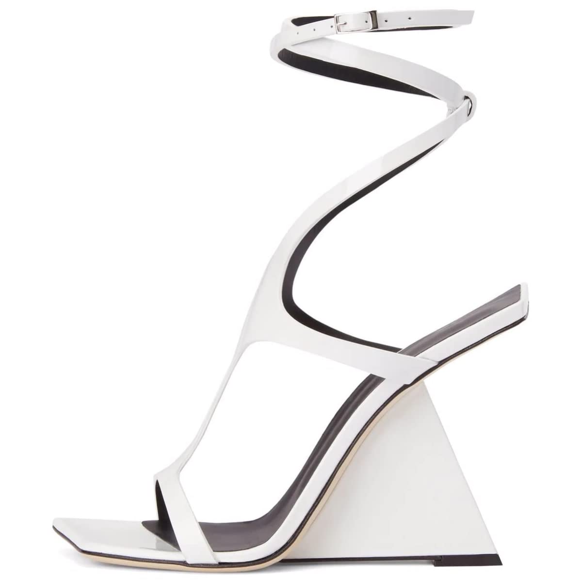 Kluolandi Women's Wedge Heeled Sandals Open Toe Criss-cross Strappy Sandals Heels Dress Shoes with Cut-out Design White